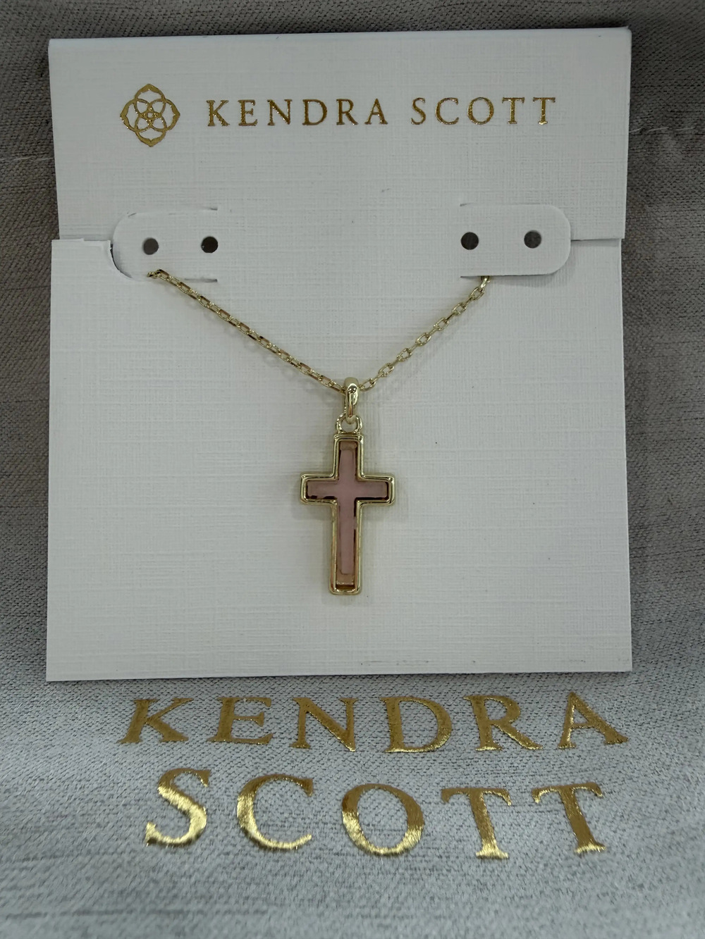 Kendra Scott pink cross necklace
